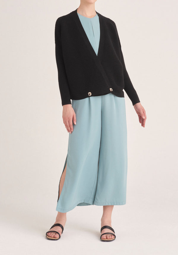 Paisie Detailed Waist Halterneck Jumpsuit in Teal